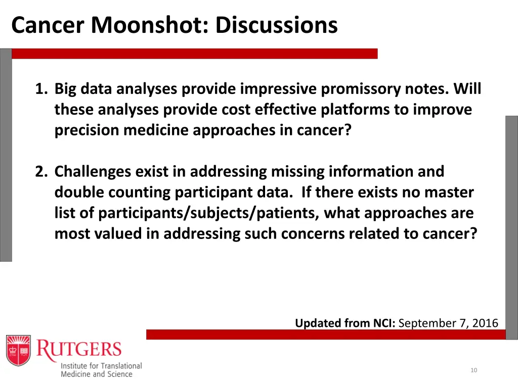 cancer moonshot discussions