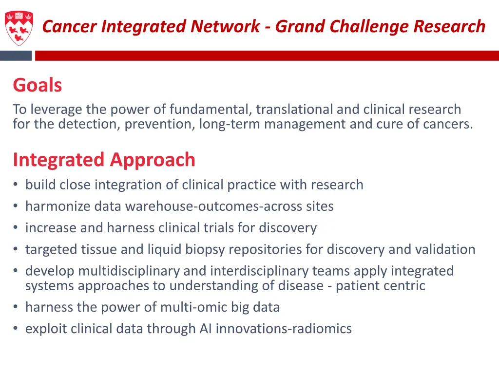 cancer integrated network grand challenge research