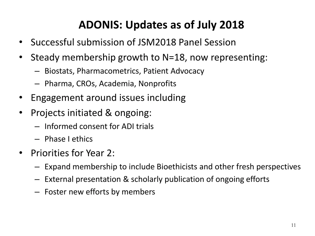 adonis updates as of july 2018 successful