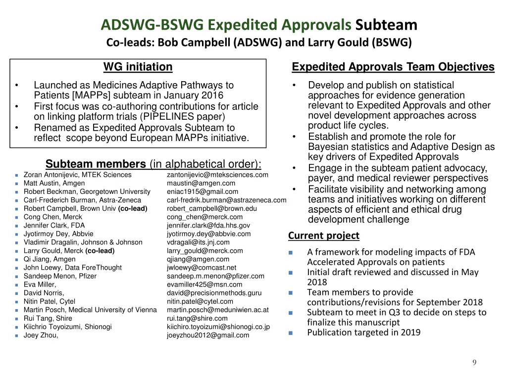 adswg bswg expedited approvals subteam co leads