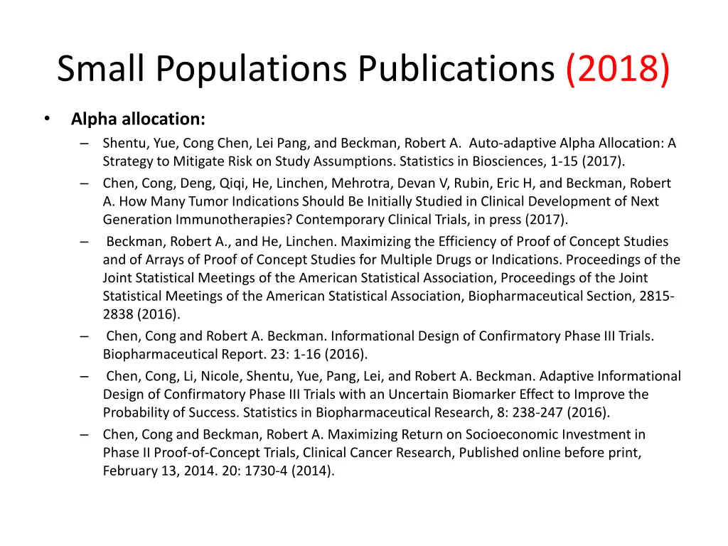 small populations publications 2018