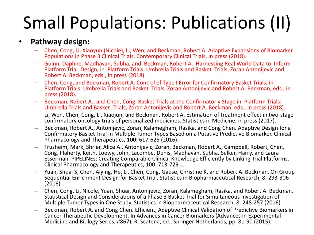 small populations publications ii