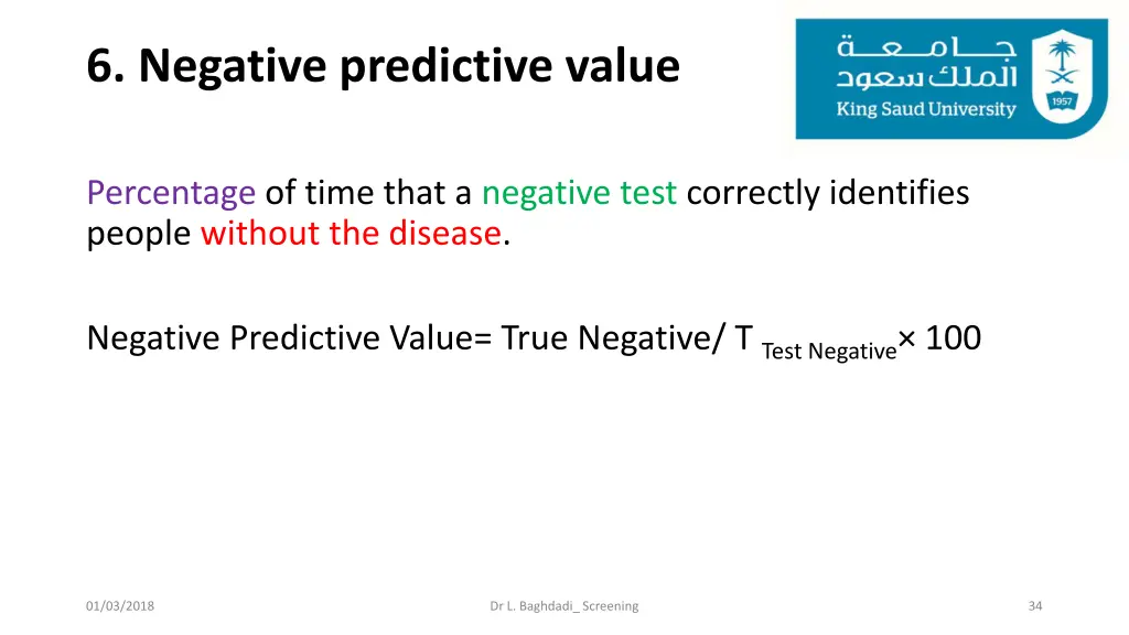 6 negative predictive value