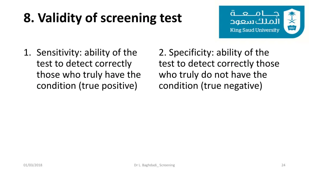 8 validity of screening test
