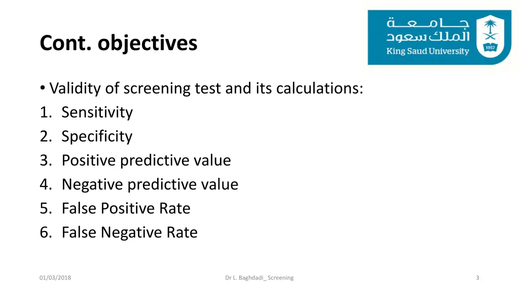 cont objectives