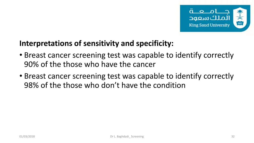 interpretations of sensitivity and specificity