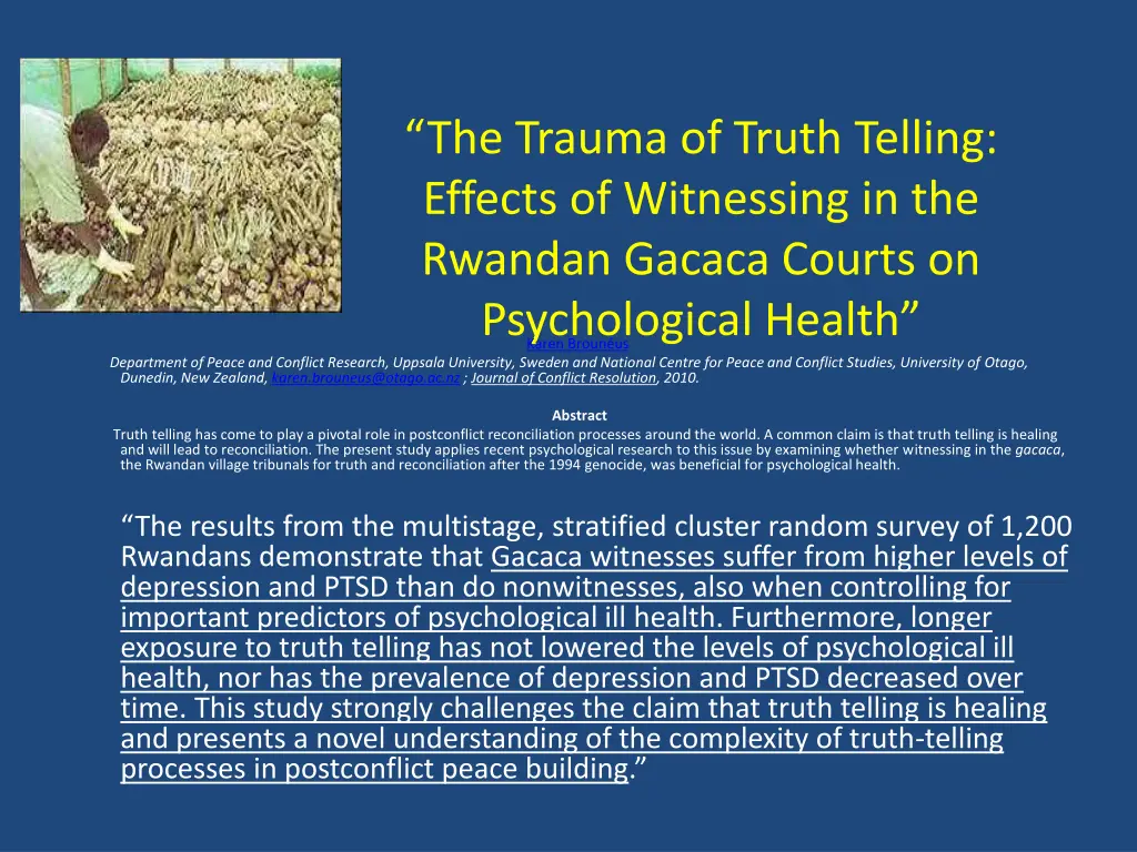 the trauma of truth telling effects of witnessing