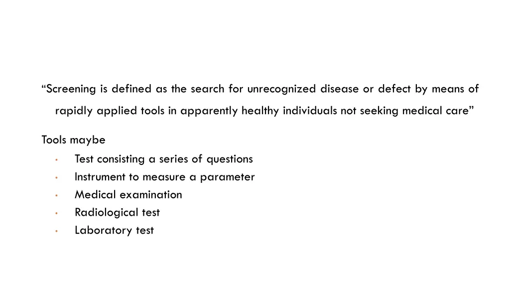 screening is defined as the search