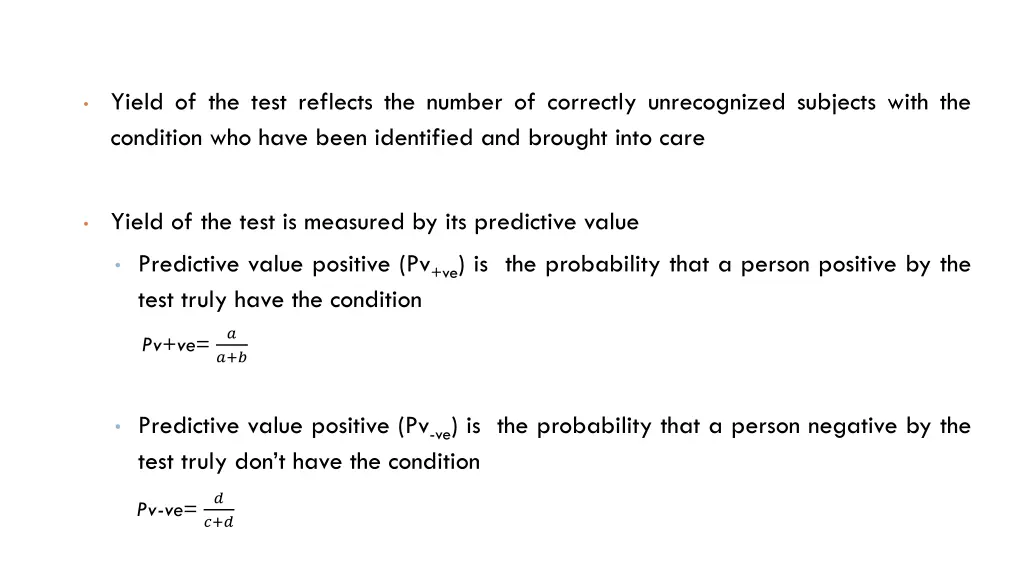 yield of the test reflects the number