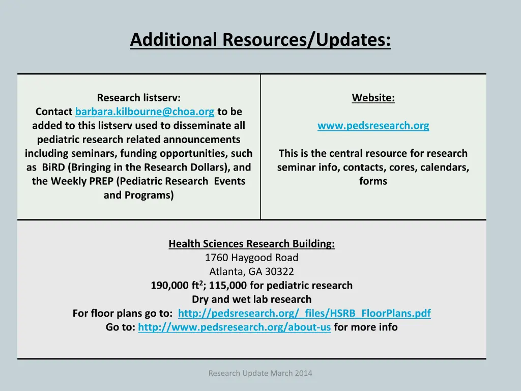 additional resources updates