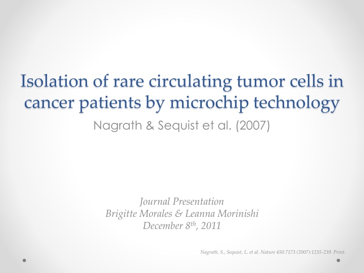 isolation of rare circulating tumor cells