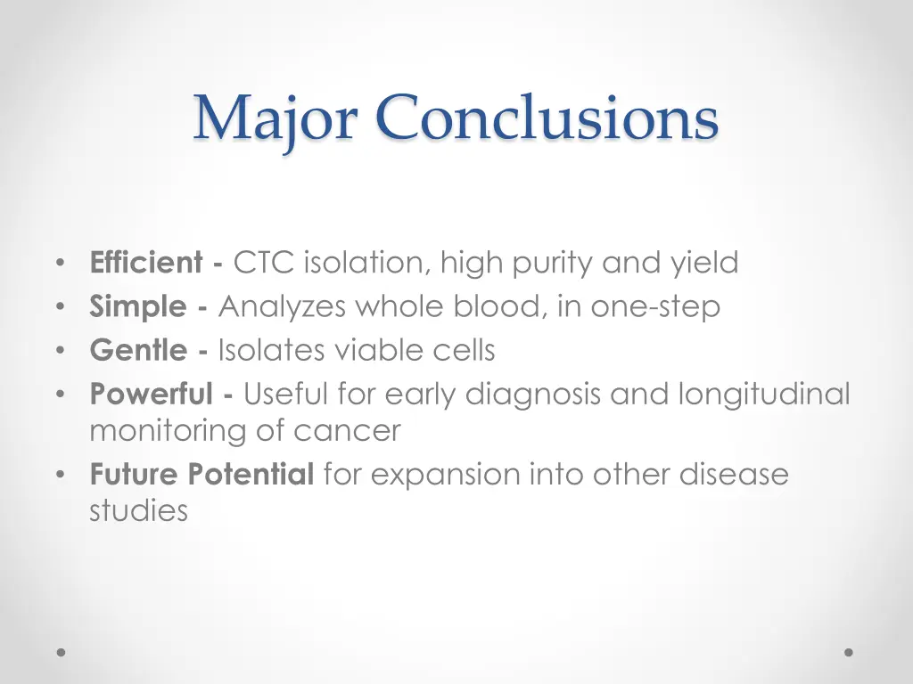 major conclusions