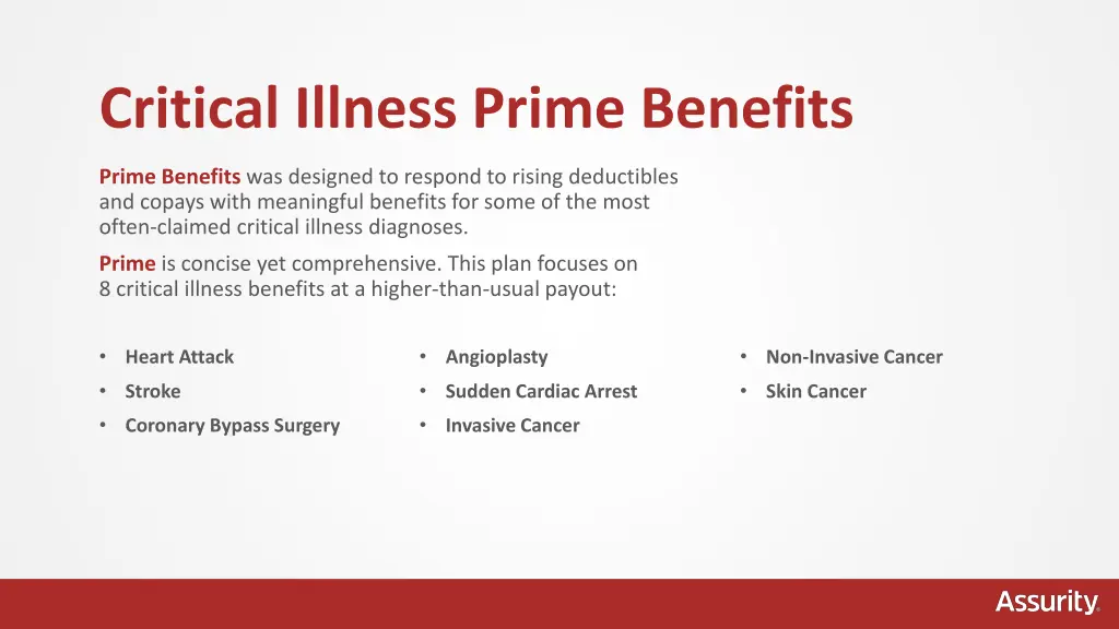 critical illness prime benefits