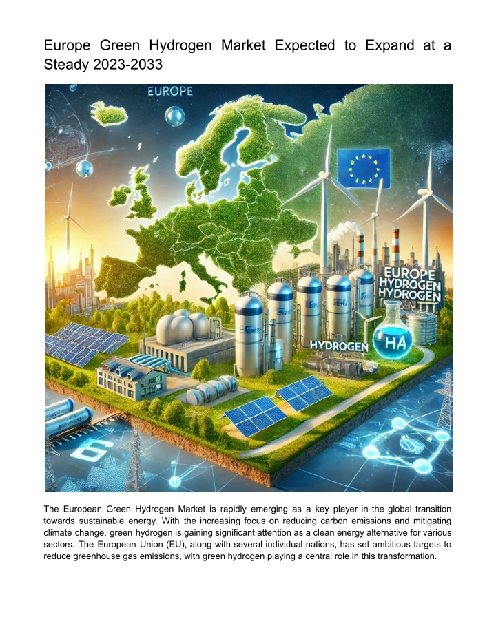 europe green hydrogen market expected to expand