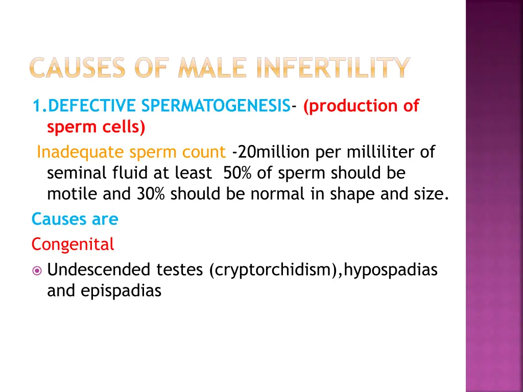 causes of male infertility
