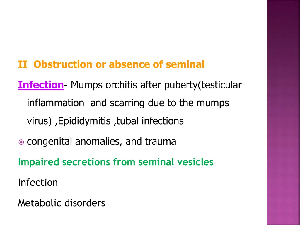 ii obstruction or absence of seminal