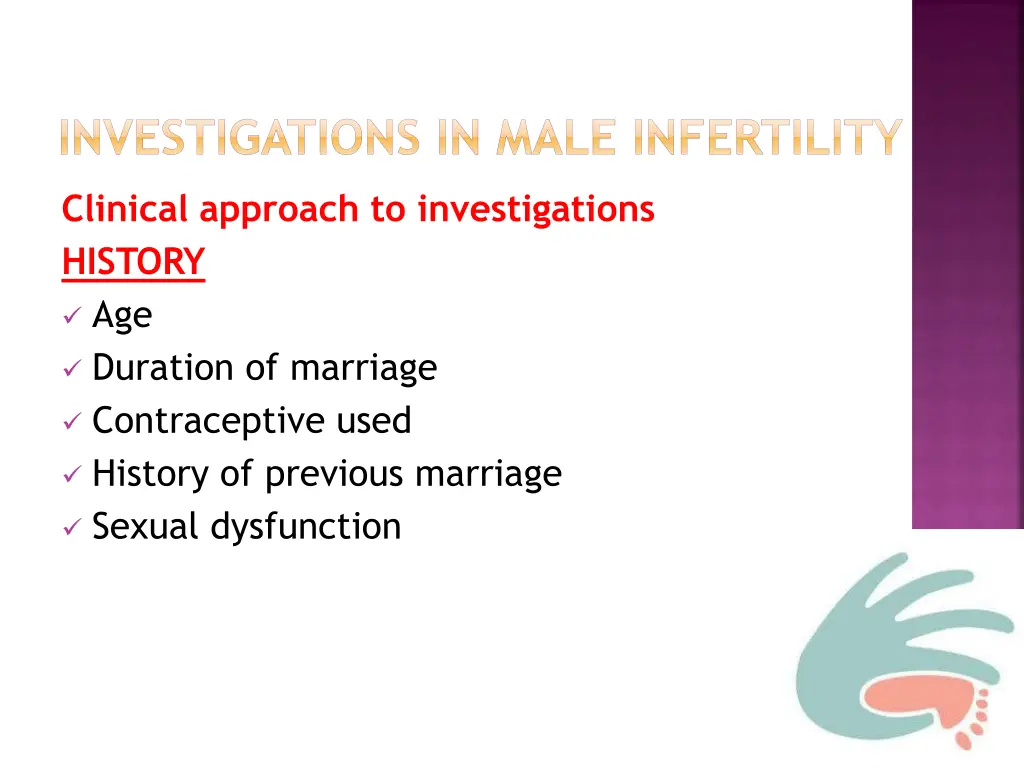 investigations in male infertility