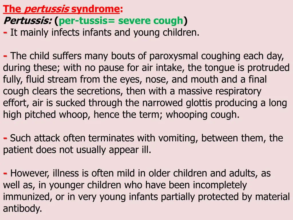 the pertussis syndrome pertussis per tussis