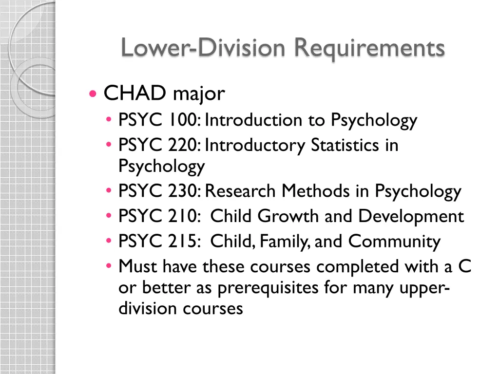 lower division requirements