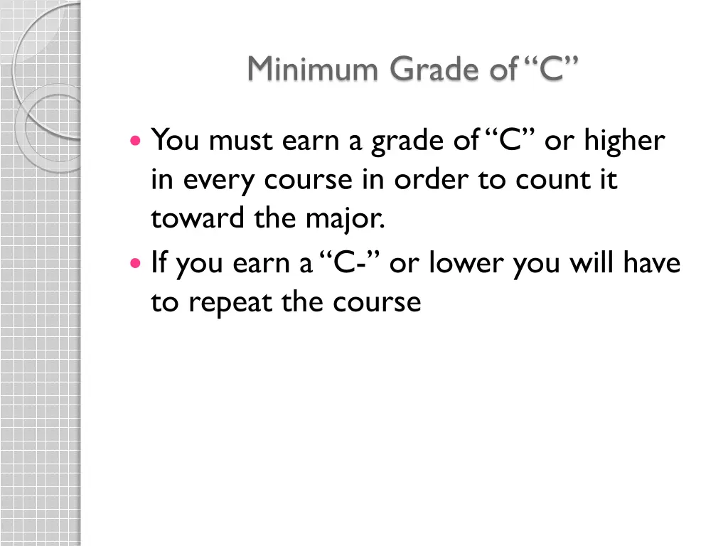minimum grade of c