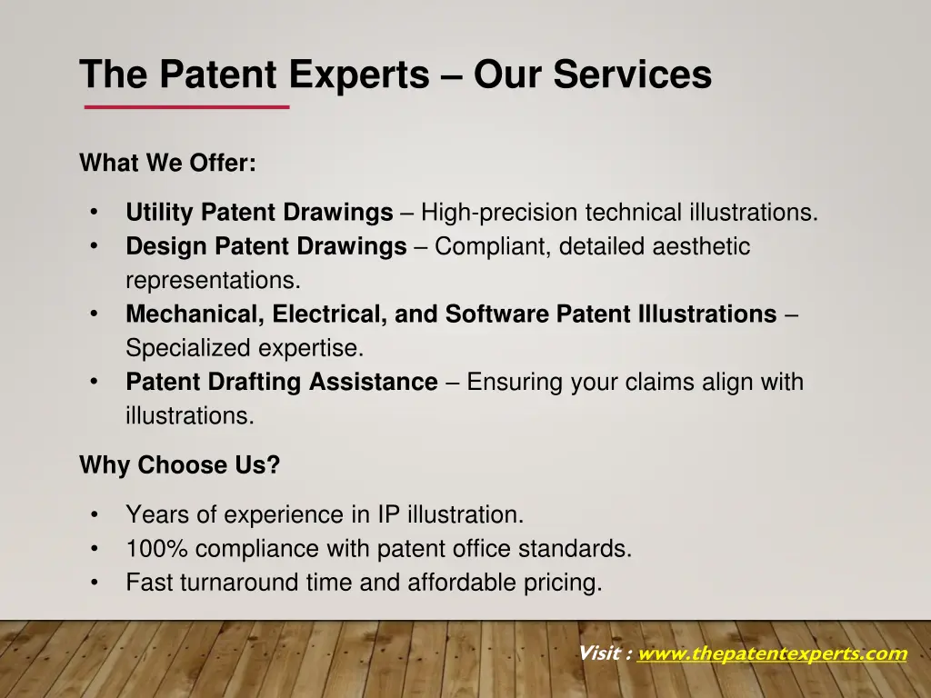 the patent experts our services