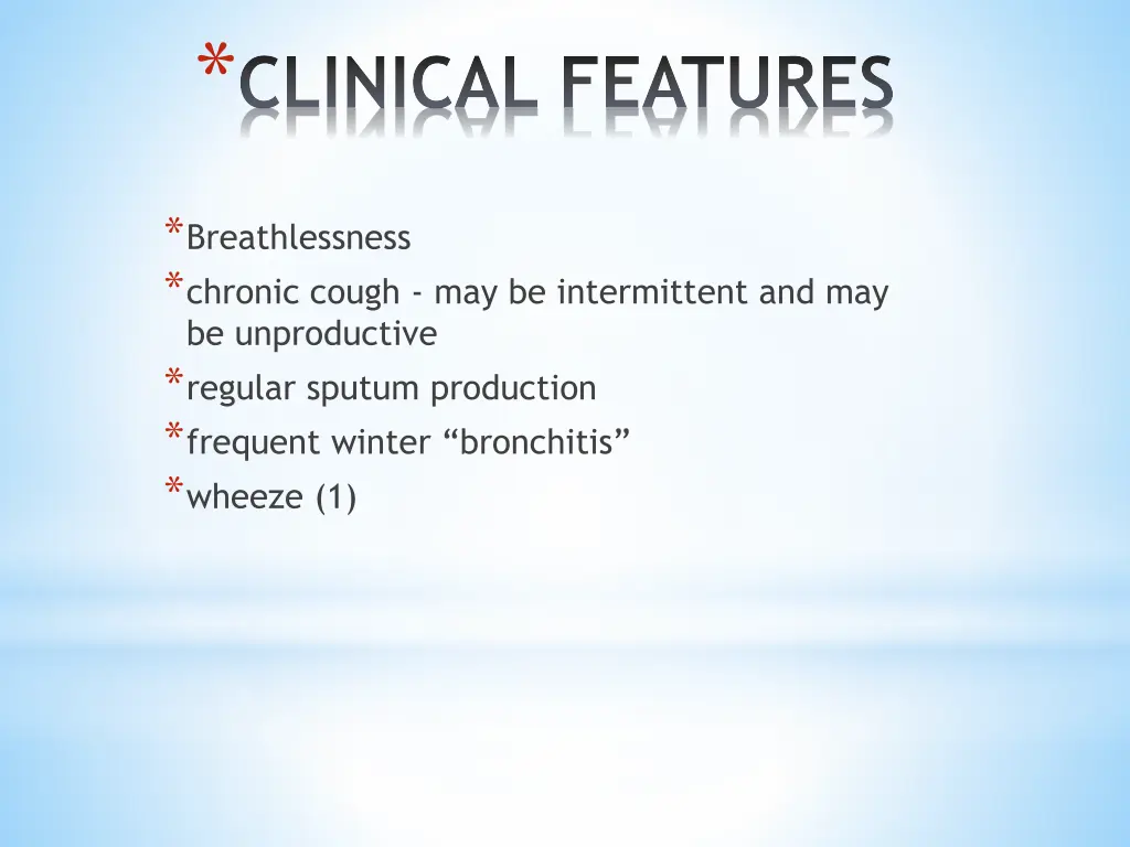 clinical features