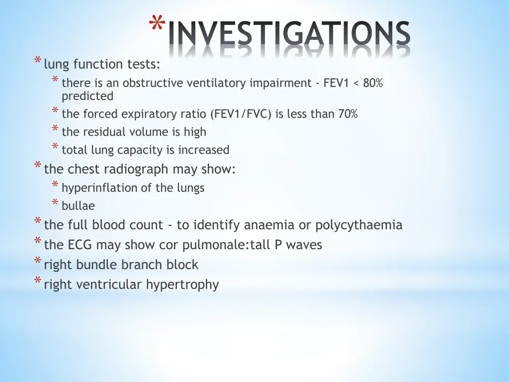 investigations lung function tests there