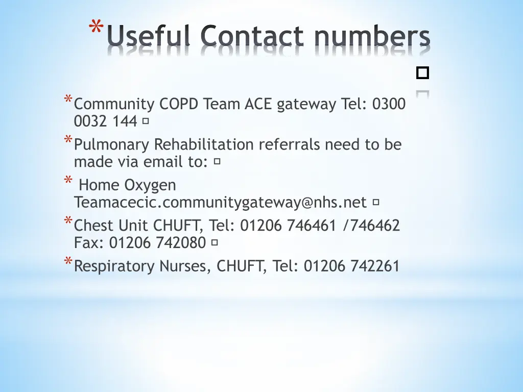 useful contact numbers