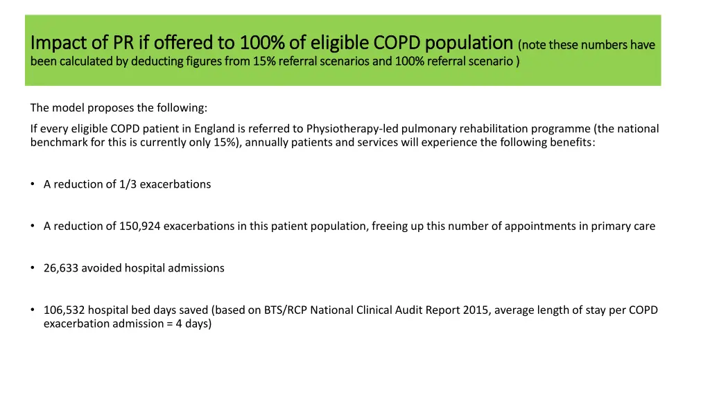 impact of pr if offered to 100 of eligible copd