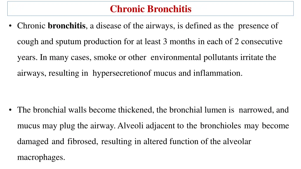 chronic bronchitis