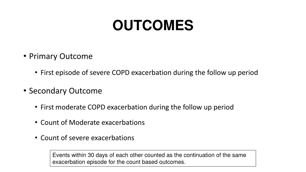outcomes