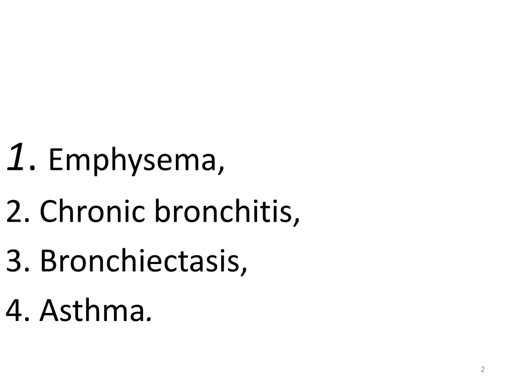 the major diffuse obstructive disorders