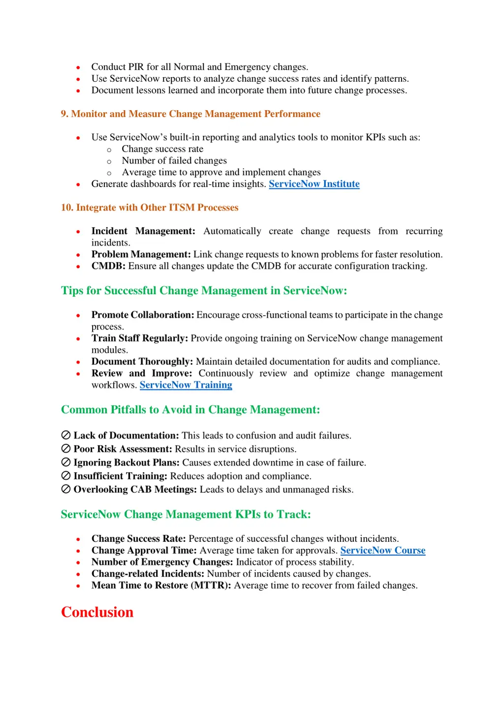 conduct pir for all normal and emergency changes