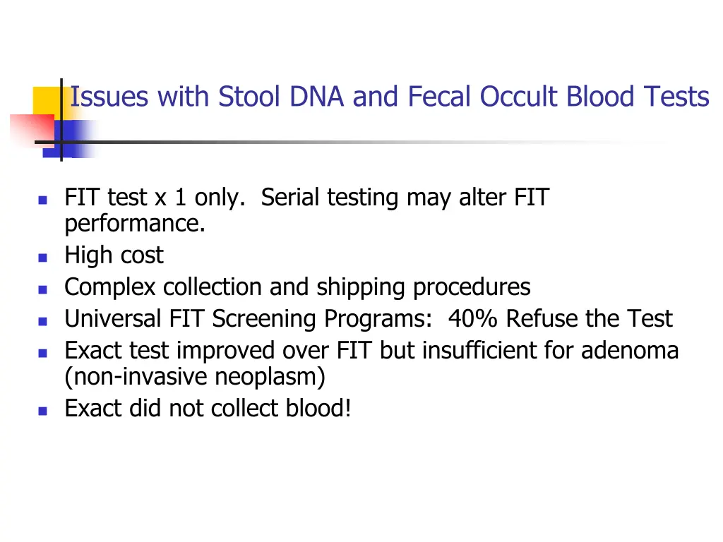issues with stool dna and fecal occult blood tests