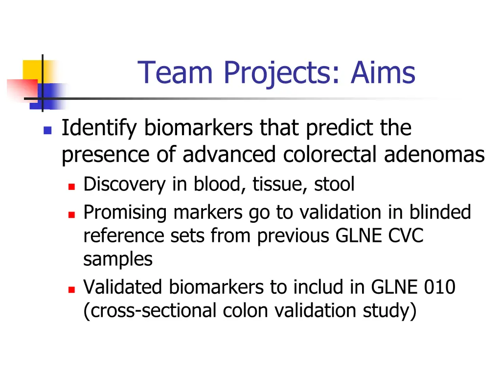 team projects aims