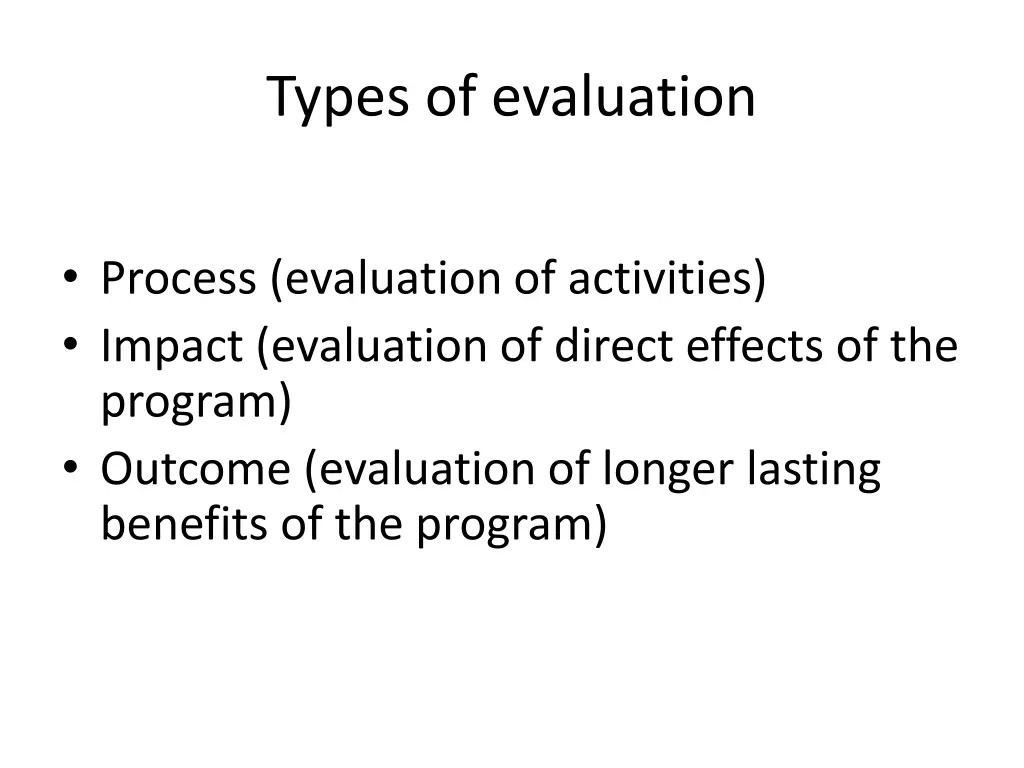 types of evaluation