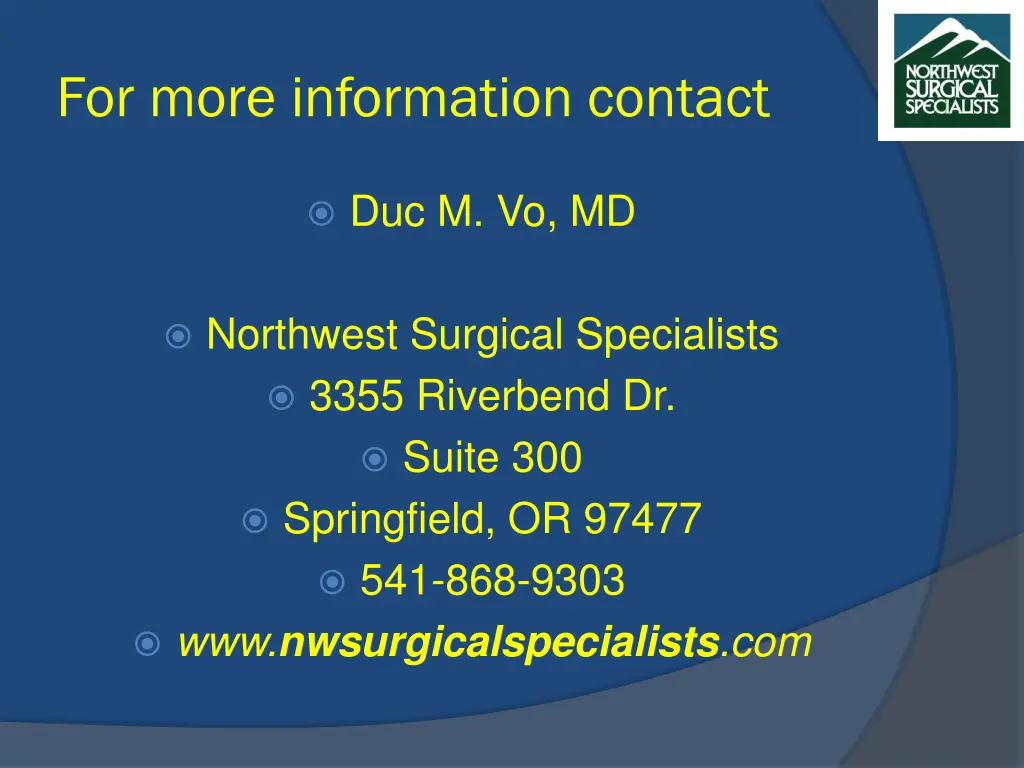 for more information contact