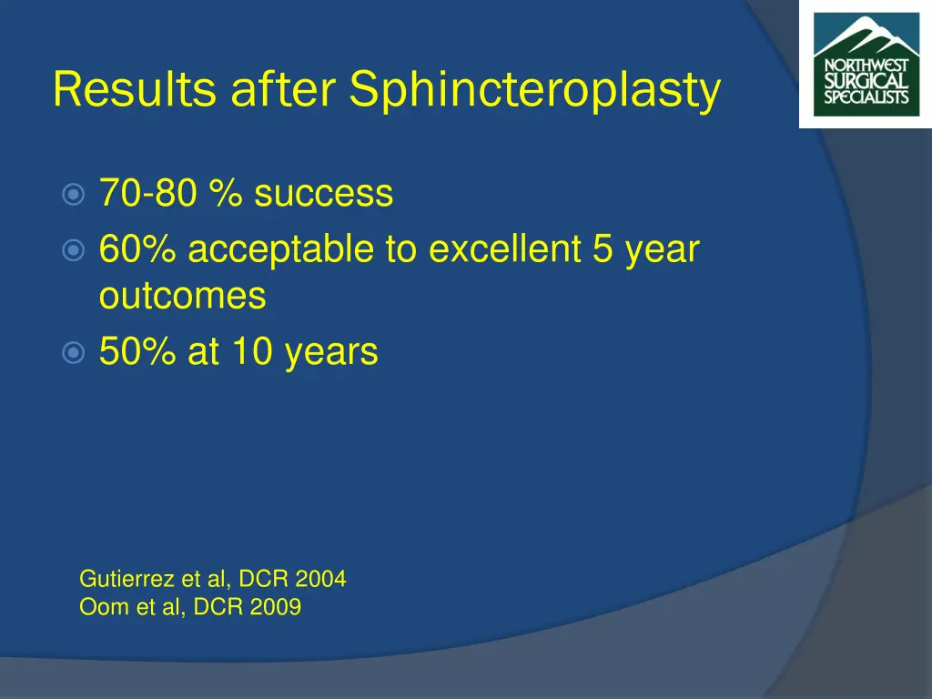 results after sphincteroplasty
