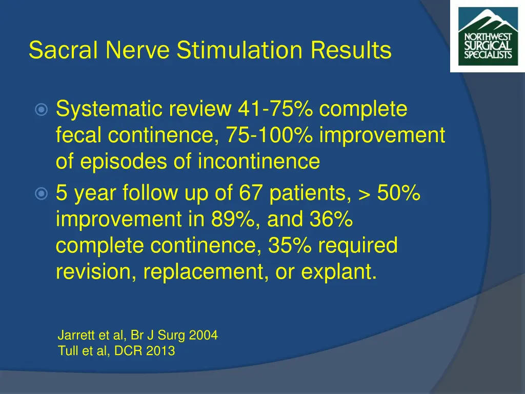 sacral nerve stimulation results