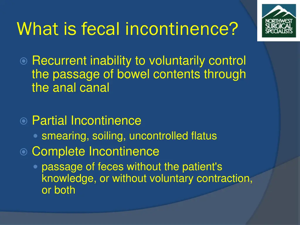 what is fecal incontinence
