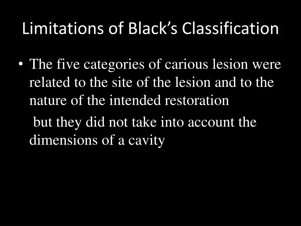 limitations of black s classification