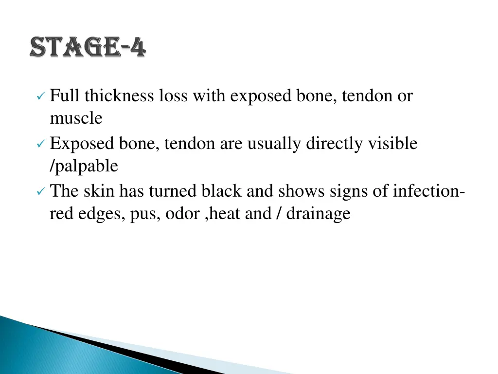 full thickness loss with exposed bone tendon