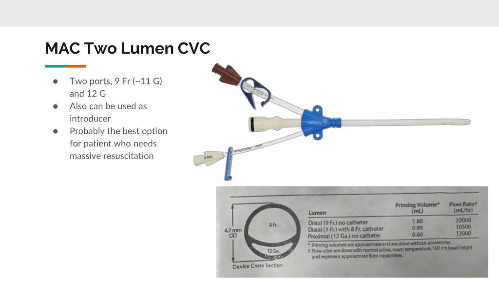 mac two lumen cvc