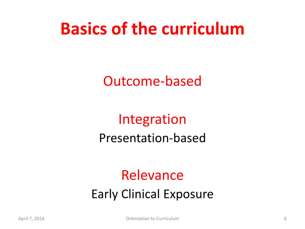 basics of the curriculum