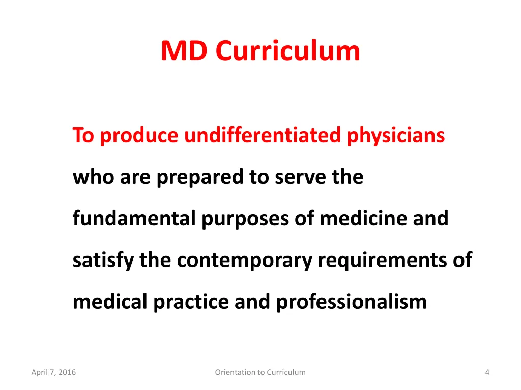 md curriculum