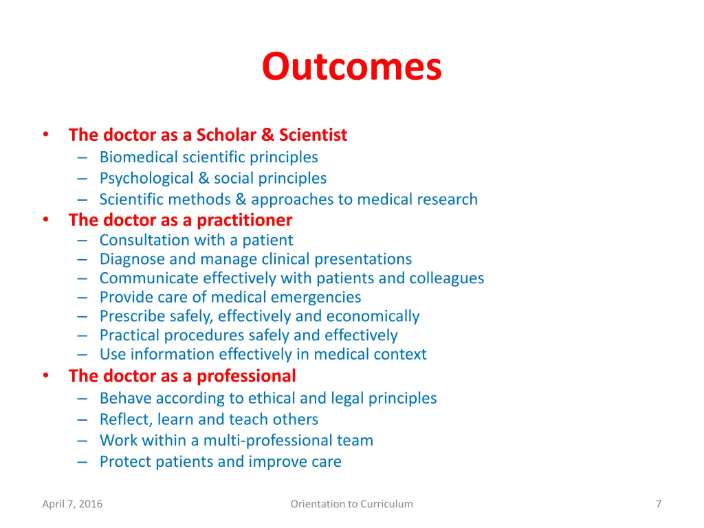 outcomes
