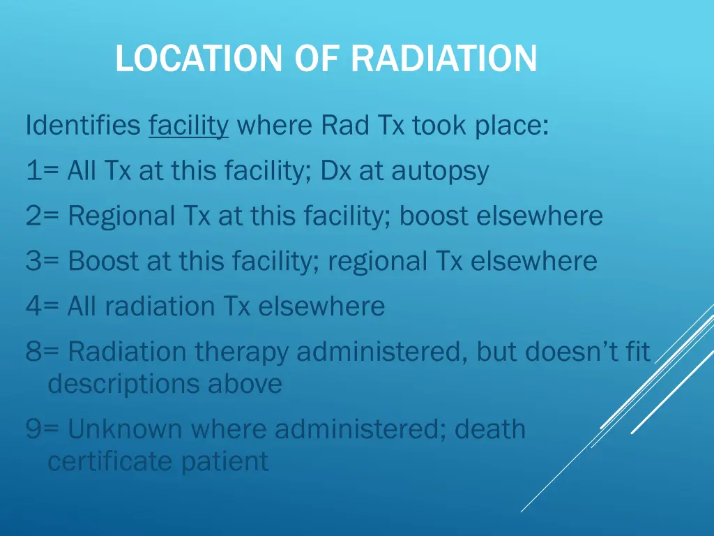 location of radiation