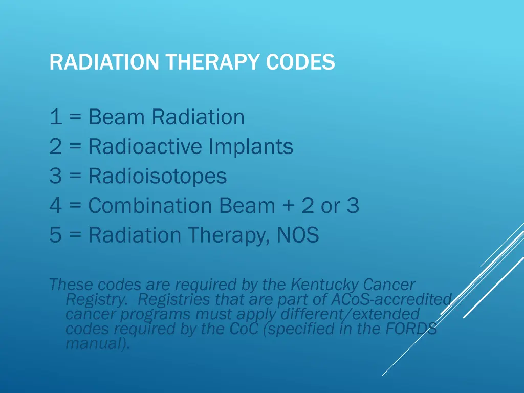 radiation therapy codes