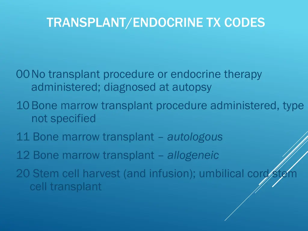 transplant endocrine tx codes
