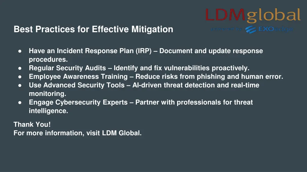 best practices for effective mitigation